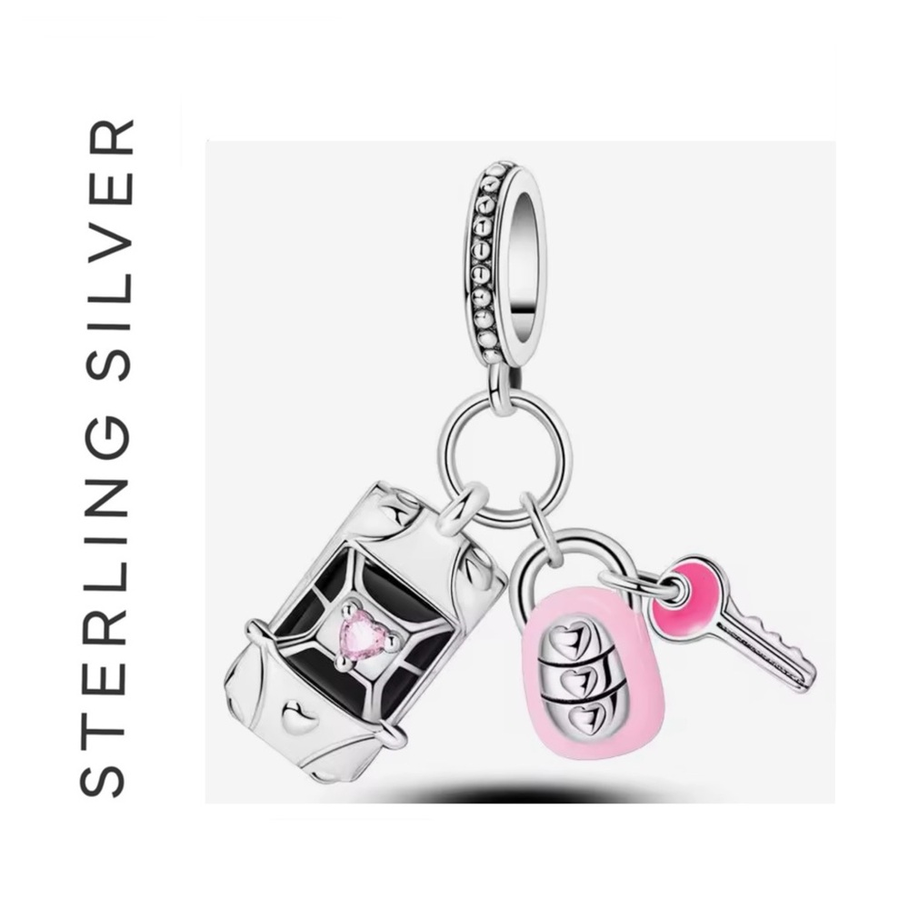 🌟 S925 Sterling Silver Car & Key Dangle Charm